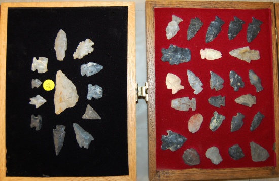 37 Field Found Arrowheads and Knives from Ashland Co., Ohio.  Largest is 2 7/8".