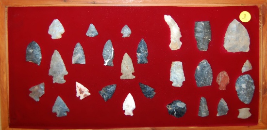 27 Field Found Arrowheads from Ashland Co., Ohio.  Largest is 2 1/4", includes a nice Spokeshave.