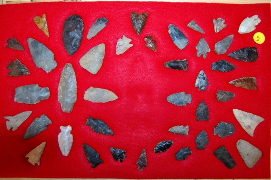 Group of 42 Field Found Arrowheads from Ashland Co., Ohio.  Largest is 3".