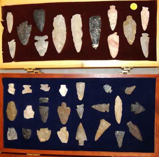 Large group of 37 Field Found Arrowheads found in Ashland Co., Ohio.  Largest is 4 1/8".