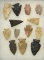 Group of 13 assorted Ohio Arrowheads, largest is 2 1/16