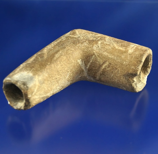 Nicely crafted and heavily patinated 3 1/8" Stone Elbow Pipe found in Trigg Co., Kentucky