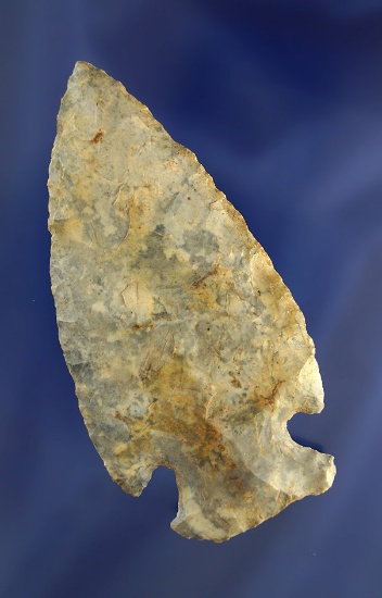 Well styled 3 7/16" Cornernotch Point made from Coshocton Flint and found in Crawford Co., Ohio.