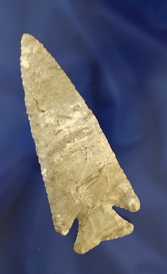 4 1/16" Attica "Indiana Green" Chert Thebes found in Tippecanoe Co., Indiana.Davis G-10 COA.
