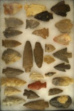 Large group of assorted Midwestern Arrowheads. Largest is 3 3/8