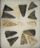 Set of 14 Triangular Arrowheads found in Ohio. Largest is 1 5/8