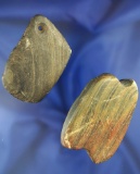 Pair of Slate Artifacts including a Corner Drilled Pendant and a Notched Tie-on Weight - Ohio.