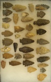 Group of 36 Assorted Ohio and Kentucky Arrowheads, largest is 2 1/2