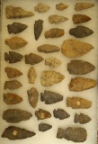 Group of 33 Assorted Arrowheads found in Ohio and Kentucky, largest is 3 3/16