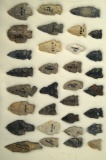 Large group of 32 Arrowheads found in Ohio by James Fahrni in 1978. Largest is 2 1/2