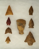 Set of 8 assorted Artifacts found in Pennsylvania, largest is 2 3/16