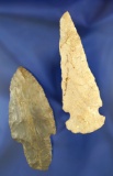 Pair of Indiana Arrowheads, largest is 3 7/8