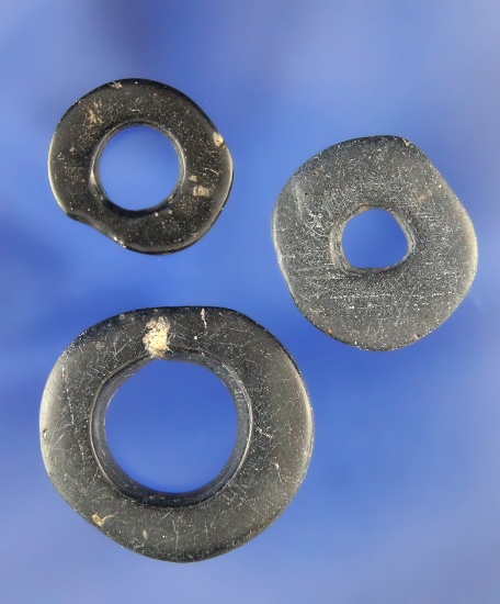 Set of 3 nicely polished Stone Rings - largest is 1". Found near the Columbia River. Ex. Bill Peters