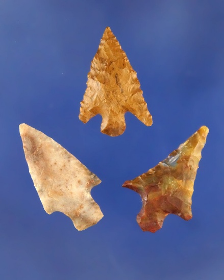 Set of 3 Gempoints found near the Columbia River- largest is 1". Ex. Bill Peterson Collection.