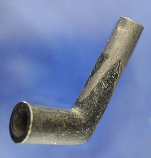 2 3/4" Black Stone Elbow Pipe with lead inlay. Ex. B. Peterson Collection.