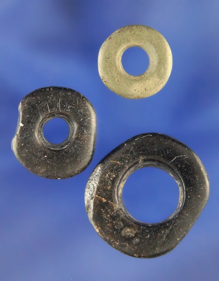 Set of 3 nicely polished Stone Rings - largest is 15/16" - Columbia River. Ex. Peterson Collection.