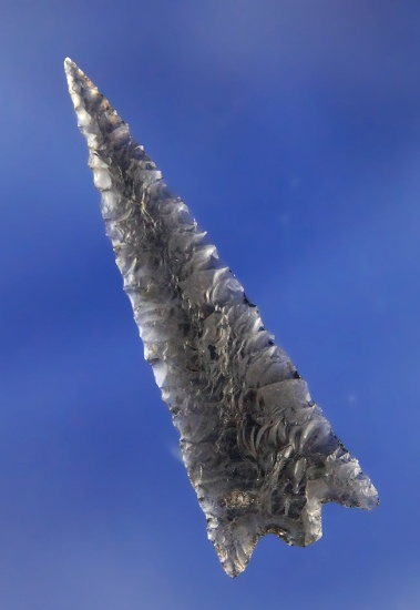Exceptionally thin! 1 5/8" Obsidian Arrowhead found near Redding, California. G-10 artifact!