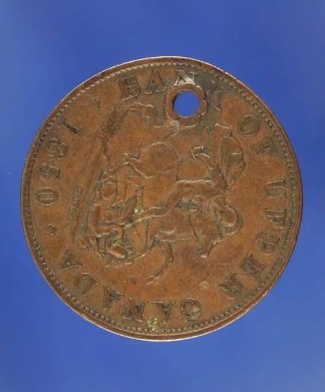 Drilled Coin Pendant - 1850 Canadian One Half Penny.