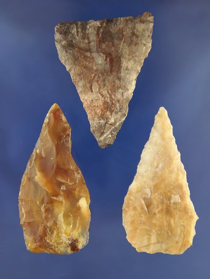 Set of 3 Flint Knives - largest is 2", found near the Columbia River. Ex. Bill Peterson Collection.