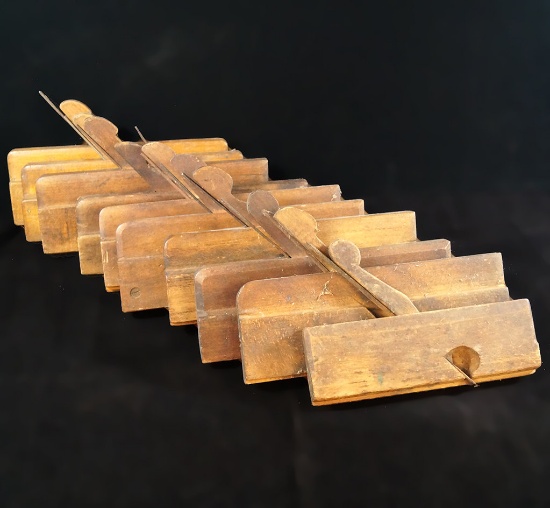 Set of 10 Antique Wood Planes, that were used used at the Gossport Ship Yard in Virginia.