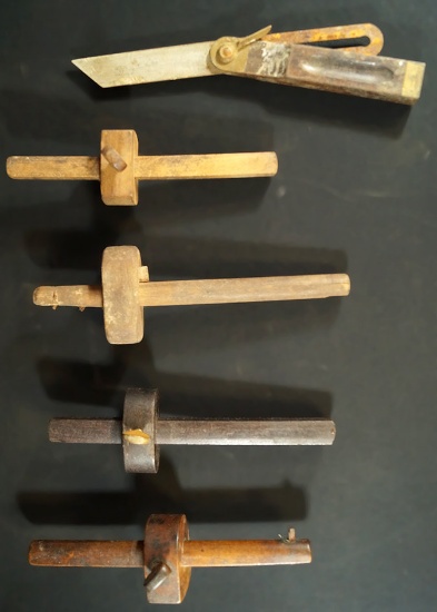 Set of 5 Vintage Measuring Tools that were once used at the Gossport Ship Yard in Virginia.