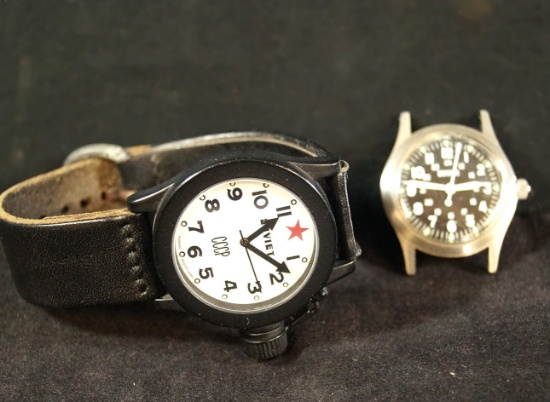 Set of 2 Watches , including a wind up Benrus Vietnam Era Watch & a Soviet Russie Quartz.