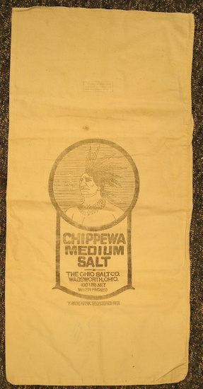 Chippewa Medium Salt Bag, the Ohio Salt Co. Wadsworth, Ohio, 100 lbs.