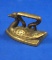 Early little swan iron, child size, brass, Ht 1 5/8