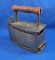 Charcoal box iron, flip top with grate, Ht 7 1/4