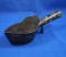 Oriental pan iron with dragon design, painted decorative handle, Ht 2 1/2