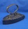 Box iron, with large ribbon shaped wrought iron handle, 
