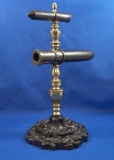 Goffering iron, double, European, brass finial, about 1850, Ht 13