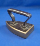 Tailors SAD iron, base solid brass, iron hollow handle, Ht 3 1/4