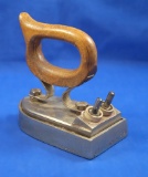 Electric iron, wood handle, 1920 era, Ht 5