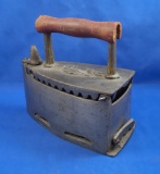 Charcoal box iron, flip top with grate, Ht 7 1/4