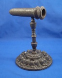 Goffering iron, single, English, elegant standard and decorative cast base, Ht 8