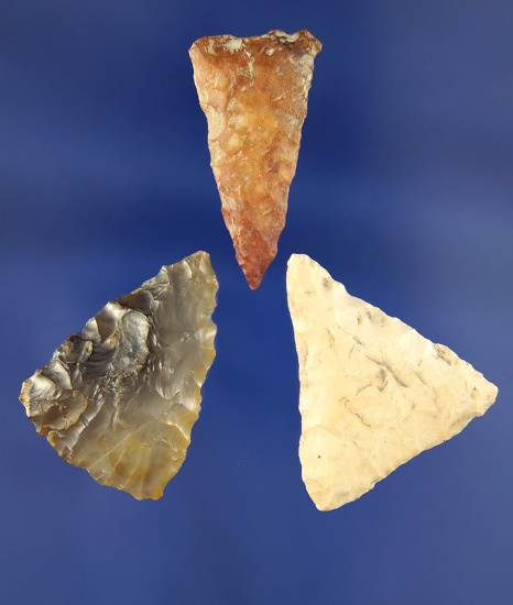 Set of 3 triangular Arrowheads found near the Snake River, Washington. Largest is 1 1/2".