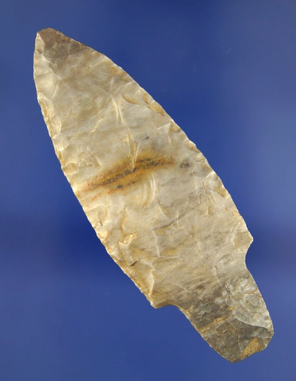 Excellent flaking and style on this 3 9/16" Adena made from Coshocton Flint, found in Ohio.