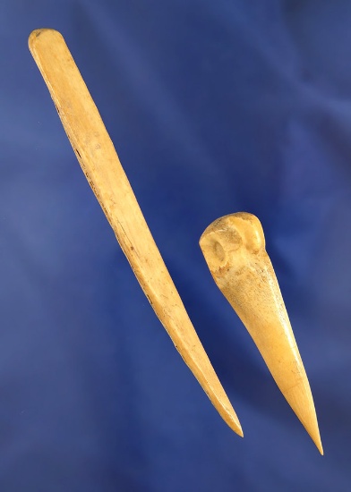 Pair of well patinated Bone Awls largest is 4 1/2"  found at an Arikara Indian village site i