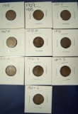 1909-VDB, 1909, 1911-D, 1912-D, 1913-D, 1915, 1915-D, 1916-S, 1917-S and 1921-S Lincoln Wheat Cents