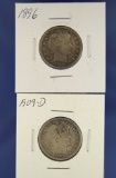 1896 and 1909-D Barber Quarters VG+