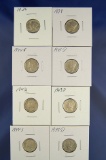 8 Nice Mercury Dimes 1936, 1939, 1940-S, 1941-D, 1942, 1943-D, 1944-S and 1945-D VF- Choice AU