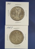 Nice 1941 and 1941-D Walking Liberty Half Dollars XF-AU