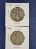 1933-S and 1934 Walking Liberty Half Dollars F-XF