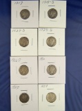 1917, 1918-S, 1923-S, 1925-S, 1926-D, 1930, 1931-D and 1937 Mercury Dimes G-AU