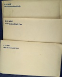 1978, 1979 and 1980 Uncirculated Mint Sets in Original Envelopes