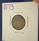 1873 With Arrows Seated Liberty Dime VF