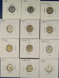 12 Nice  Dimes 1949, 1949-D, 1949-S, 1953, 1953-D, 1953-S, 1955, 1955-D, 1955-S, 1959, 1959-D and 19