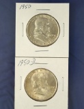 1950 and 1950-D Franklin Half Dollars AU-Choice AU