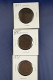 1837, 1845 and 1851 US Large Cents VG-VF Details